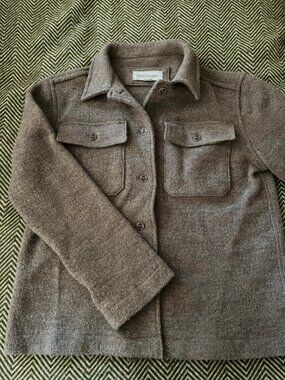 Women's Brown Gray Wool Blend Shirt Jacket Size S / EU 36 / US 4